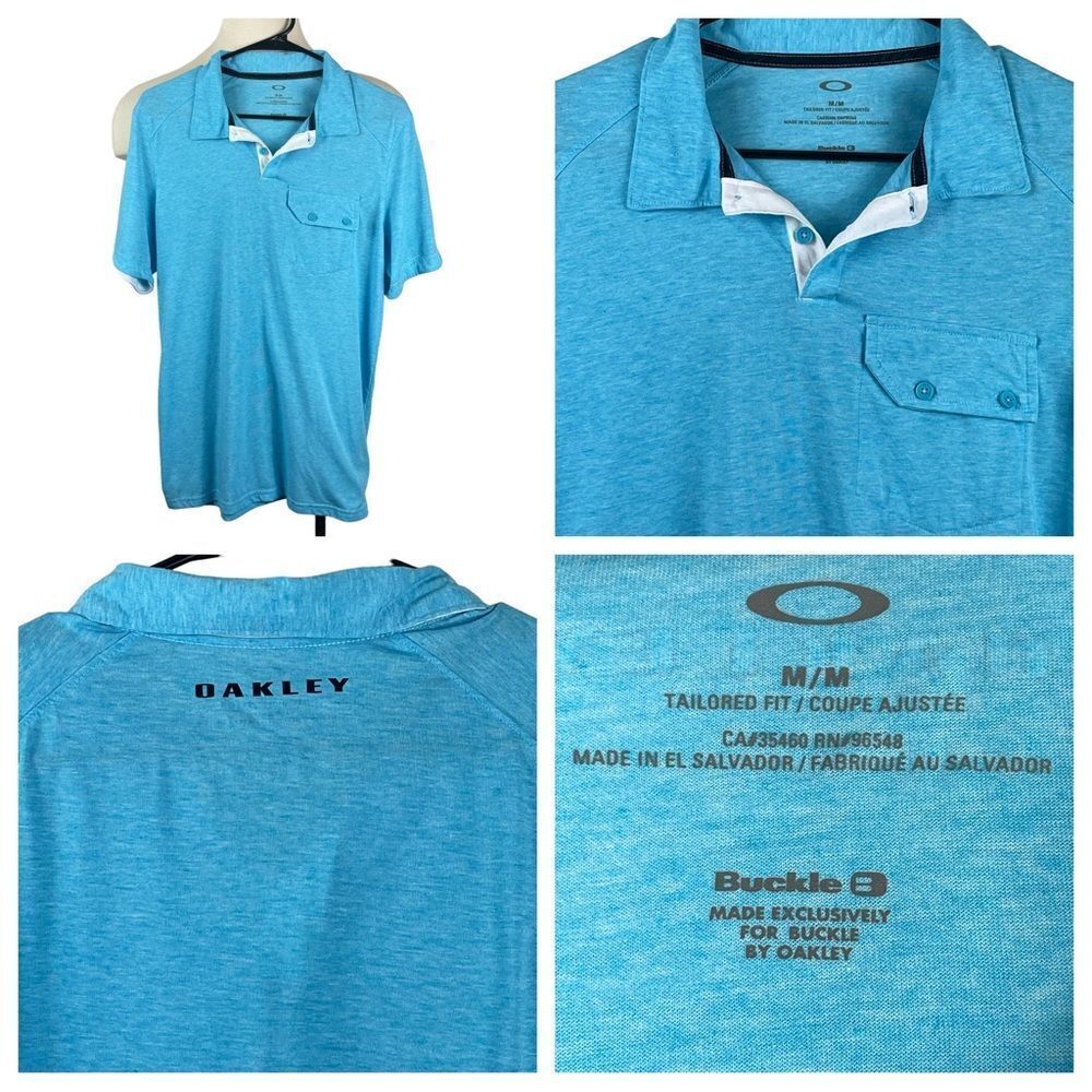 Men's Oakley Tailored Fit Light‎ Blue Heather Polo Medium